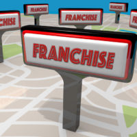franchise signs on map illustration